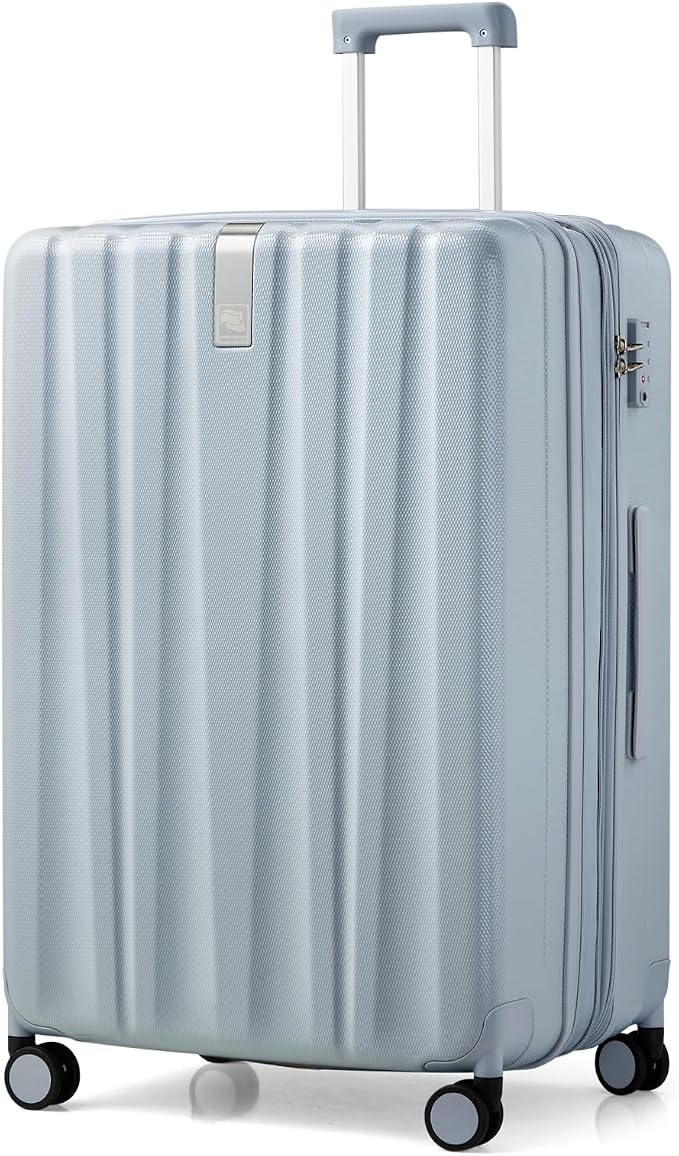 Hanke 29 Inch Expandable Checked Luggage Lightweight PC Hard Shell Luggage Suitcases with Wheels Travel Luggage Rolling Large Suitcase Travel Luggage Bag for Study Abroad.(Gray) by Hanke