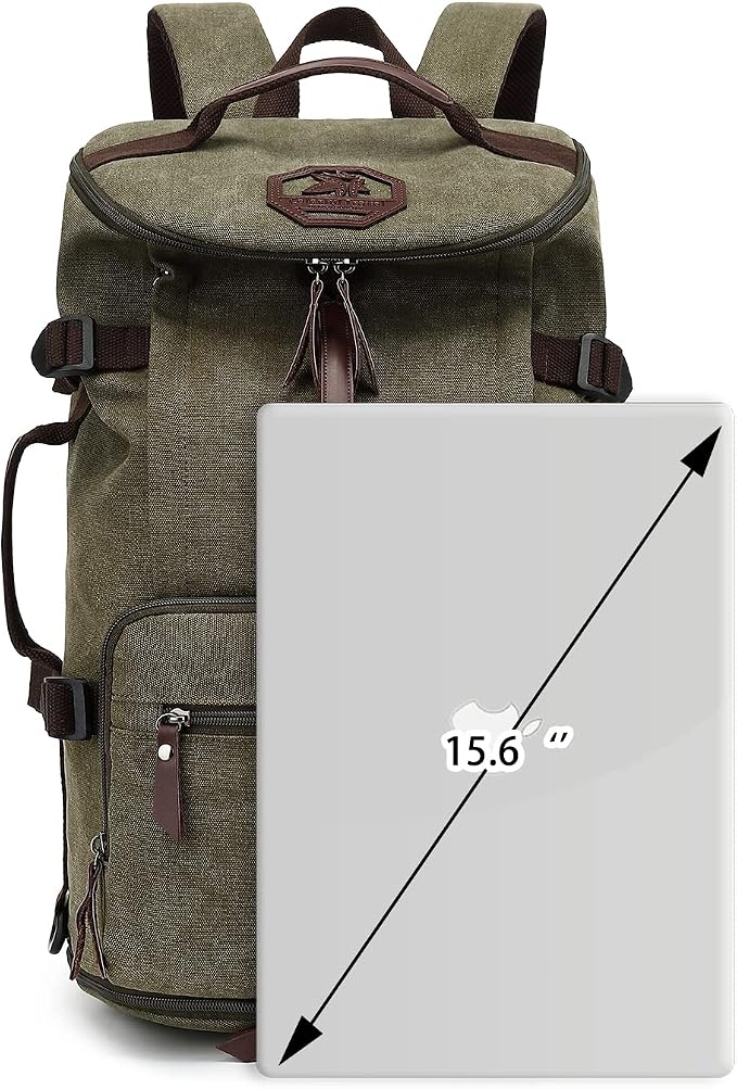 Kalesi Gym Duffle Bag Backpack 4-Way Vintage canvas with Shoes Compartment for travel Sport Hiking laptop (Vintage green) - Image 4