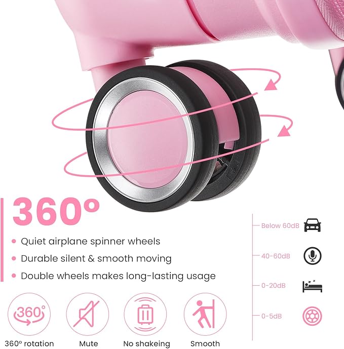 Merax Luggage Set 4 Piece Suitcase with Case Expandable Spinner Wheels Hardshell Airplane Approved Luggage Sets,Pink,14/20/24/28 - Image 4