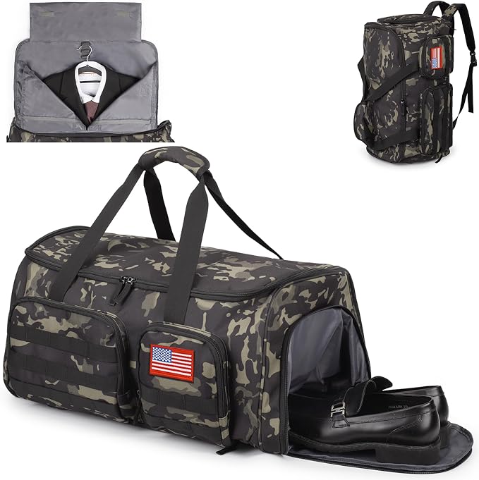 ATRIPACK Duffle Bag for Men,Tactical Duffle Bags for Travel,55L Large Capacity Convertible Garment Bag With Shoes Compartment, Multi-functional Gym Bags Suit Bag for Traveling Workout Business Trip by ATRIPACK