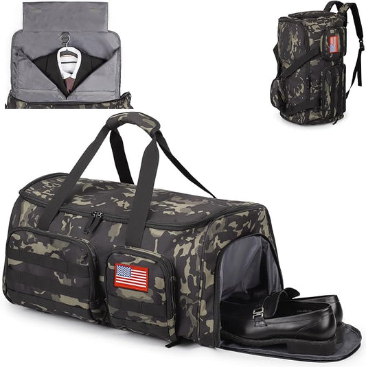 ATRIPACK Duffle Bag for Men,Tactical Duffle Bags for Travel,55L Large Capacity Convertible Garment Bag With Shoes Compartment, Multi-functional Gym Bags Suit Bag for Traveling Workout Business Trip by ATRIPACK