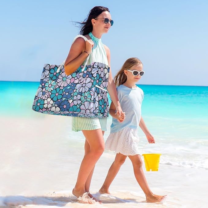 senya Large Beach Bags Totes Swim Canvas Tote Shoulder Bag Water Resistant Bags for Gym Travel Daily - Image 2