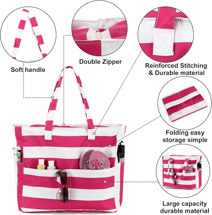 Bluboon Waterproof Beach Tote Pool Bags for Women Ladies Extra Large Carry On Bag With Wet Compartment for Weekender Travel - Image 7