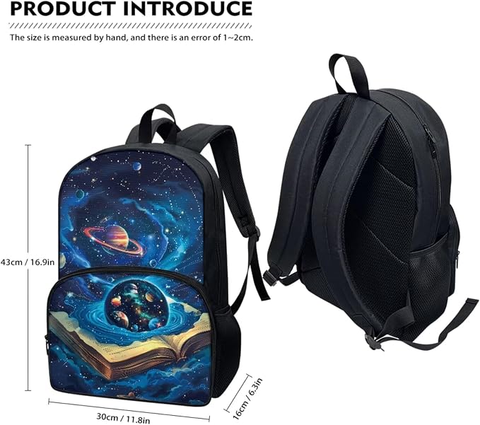 Galaxy Book Boys Backpack 8-12 Teenage Boys Girls Schoolbag Set with Lunch Box and Pencil Case Book Bags for Middle School 17 Inch Laptop Bag, 3Pcs - Image 2