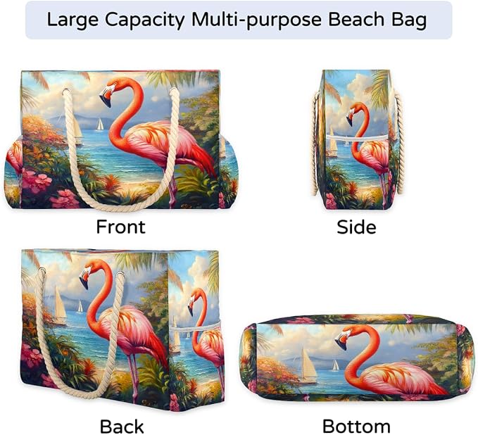 Large Beach Bag with Zipper Beach Bags for Women Water Resistant Swim Pool Bag - Image 5