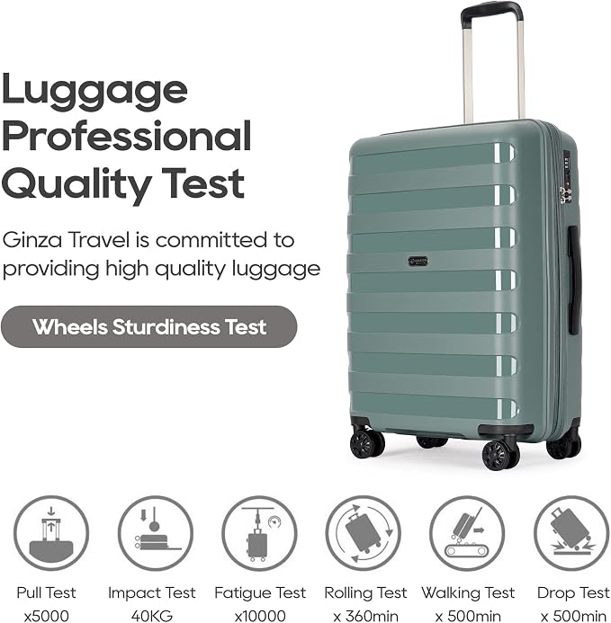 GinzaTravel PP material 3-piece expandable luggage sets with Spinner Wheels， Suitcase with TSA Lock，Large Luggage for Family Travel carry on 20/24/28，Dark green color - Image 9