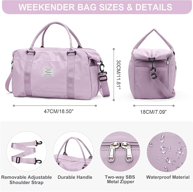 Travel Duffel Bag, Carry On Overnight Weekender Bags for Women | Travel Bag with Wet Pocket & Trolley Sleeve, For Spirit Airlines 18x14x8 Personal Item Bag - Image 3