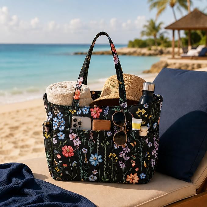 Bluboon Waterproof Beach Tote Pool Bags for Women Ladies Extra Large Carry On Bag With Wet Compartment for Weekender Travel - Image 8