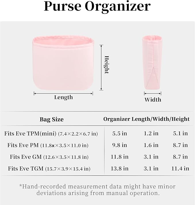Purse Organizer Insert for Luxury Bag - Satin & Lightweight Fabric with Inside Pockets, Portable for Commute, Travel, Shopping, and Evening, Multicolor Options, Fits Evelyne 33 GM(Pink, GM) - Image 8