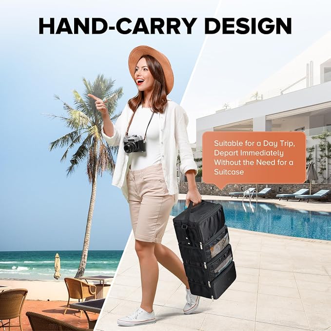 Suitcase Organizer, Travel Luggage Organizer Hanging Shelves Packing Cube Closet/Collapsible Portable Travel Organizer for Carry-on - Image 5