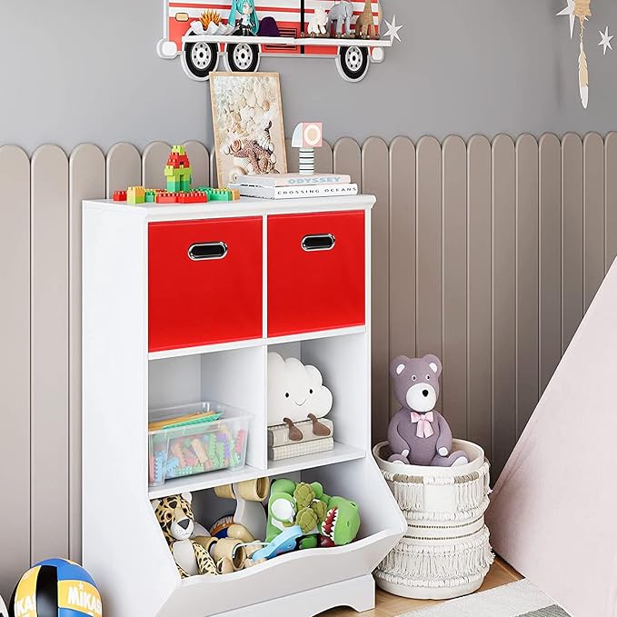 Fabric Cloth Storage Bins,Fabric Cube Bins Organizer with Dual Handles Foldable Cube Storage Baskets for Home Bedroom Storage,Set of 3,(Red) - Image 5