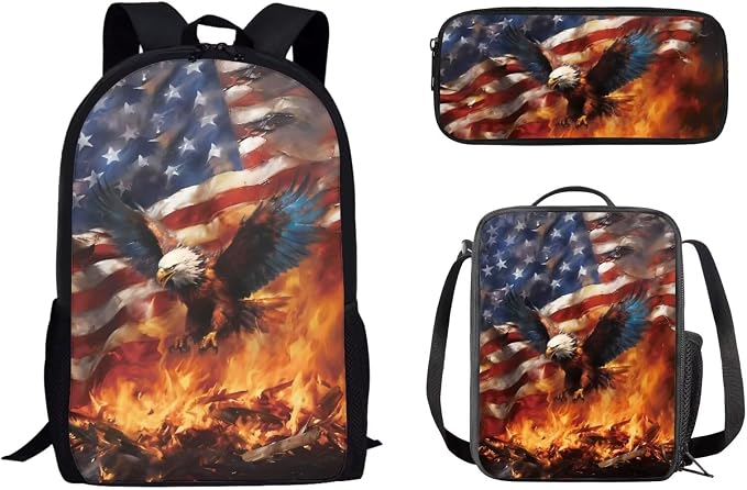 AFPANQZ Kids Backpack 3 Pieces Set Large Capacity School Bags with Heat Insulated Lunch Bags Small Pencil Bags 3 Pack by AFPANQZ