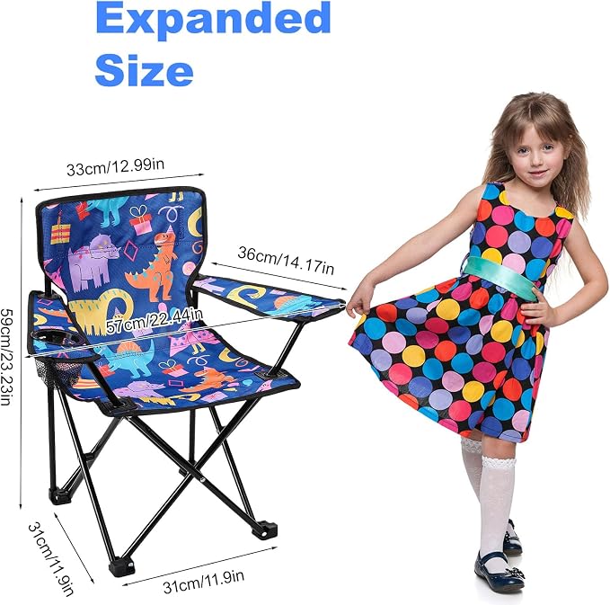 KABOER Kids Outdoor Folding Camping Chair with Cup Holder Carrying Bag | Portable Camping Chair for Beach Picnic Camping Travel Lawn Ages 3-10 - Image 2