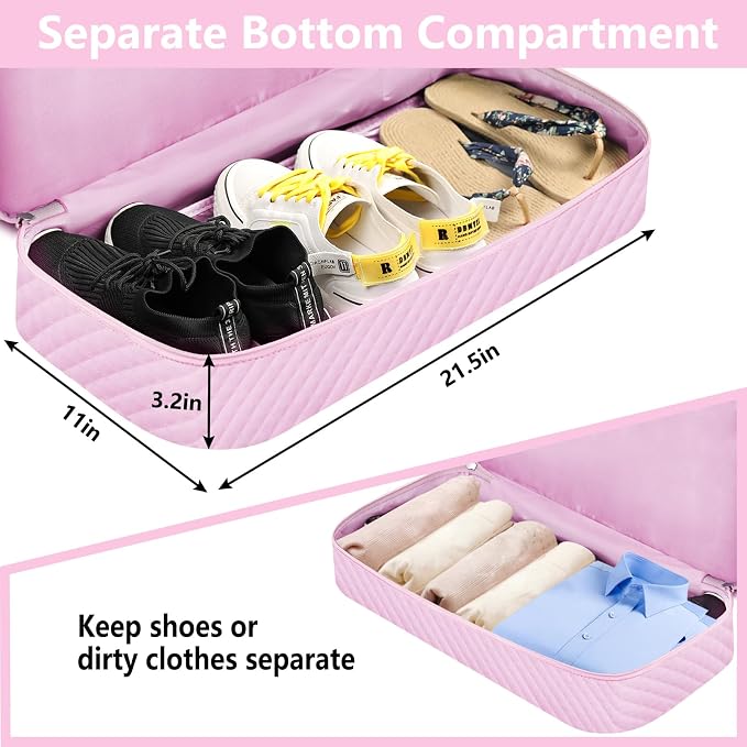 ITIEZY Weekender Overnight Bag for Women - Large Travel Duffel Bag with Shoe Compartment, Gym Duffel Bag Hospital Bag Carry On Tote Bags for Airplanes with Crossbody Bag Toiletry Bag 3Pcs Set - Image 3