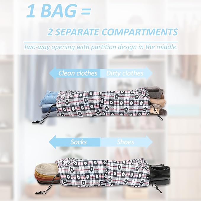 Geometric Flower Compression Packing Cubes for Travel (7 Piece) | Tear-Resistant, Separate Shoe Compartment, Travel Essential Organizer Bags for Clothes, Shoes & Toiletries, Red Blue Black - Image 6