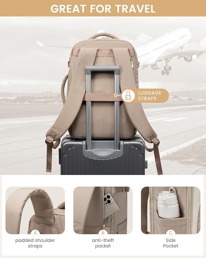LOVEVOOK Travel Essentials Carry on Backpack 50L Travels Backpack for Women,Waterproof TSA Personal Item Travels Bag Airline Flight Approved,Large Carry on Luggage Laptop Backpack with Packing Cubes - Image 6