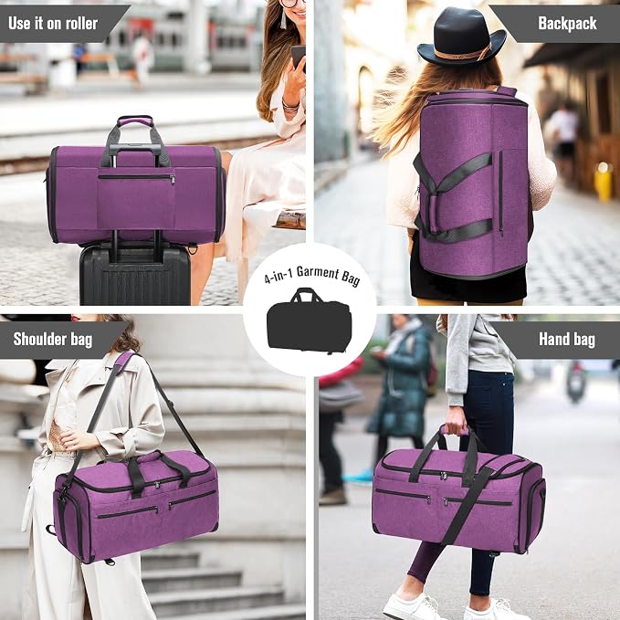 Bukere Carry on Garment Duffle Bag for Travel, Convertible Suit Bag with Backpack Shoulder Straps, Shoe Compartment, Waterproof 3 in 1 Weekender Suit Bag for Men Women - Image 7
