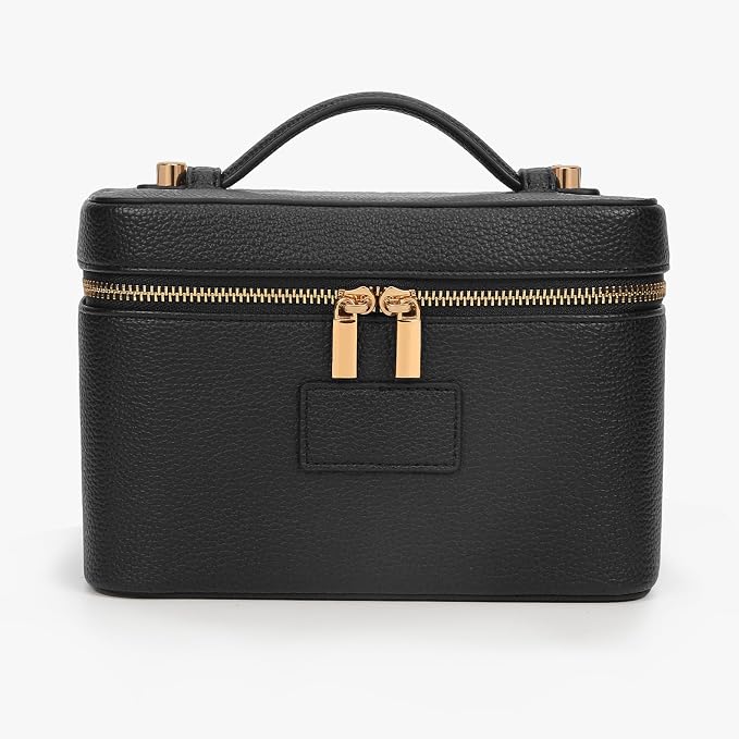 Makeup Bag Vanity Case with Removable Divider Travel Toiletry Bag Portable Cosmetic Bag Makeup Organizer Case (Black) - Image 7