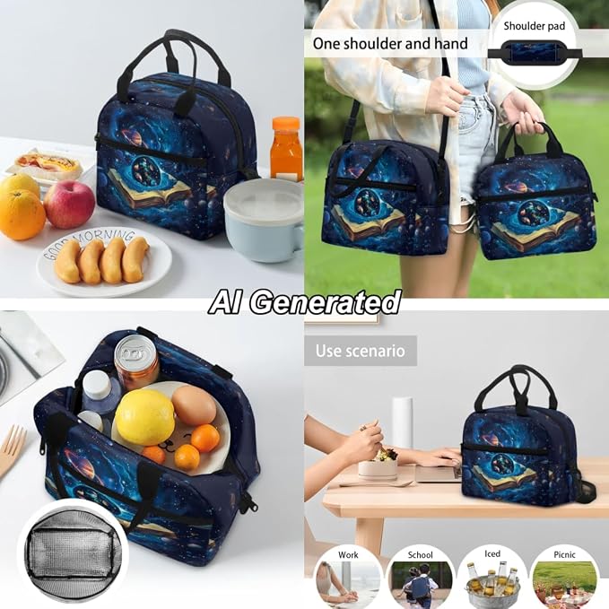 Galaxy Book Boys Backpack 8-12 Teenage Boys Girls Schoolbag Set with Lunch Box and Pencil Case Book Bags for Middle School 17 Inch Laptop Bag, 3Pcs - Image 4