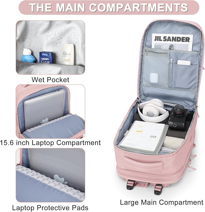 coofay Expandable Travel Backpack For Women Men Airline Approved Personal Item Backpack For Airlines Carry On Backpack Flight Approved Waterproof Backpack For Traveling On Airplane Gym Travel Bag - Image 4