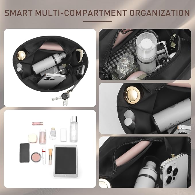 Doxo Picotin 18 Luxury Satin Purse Organizer Insert - Silky Smooth Picotin 18 Bag Insert with Multiple Pockets, Soft Touch Inner Liner for Women's Handbags, Fits Hermes Style Picotin Bags(PC18, Black) - Image 5