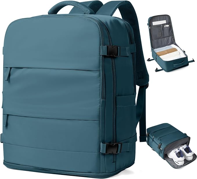 coowoz Large Travel Backpack Carry On for Women Man Waterproof Gym Backpacks Mochila de Viaje Travel Bag Essentials Teacher Personal Item Backpack Rucksack Airplane Accessories Must Haves Peacock Blue by coowoz