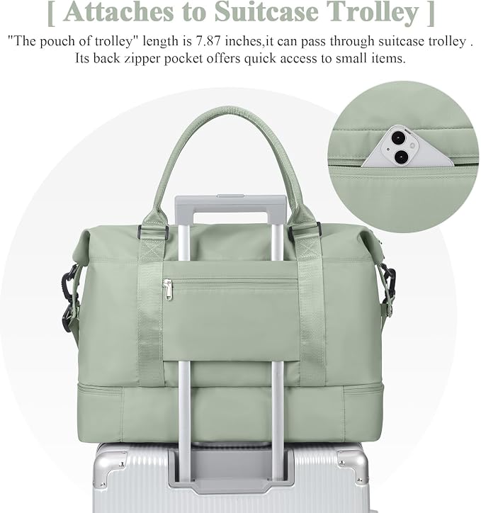 Travel Duffel Bag with Shoes Compartment,Weekender Bags for Women Travel | Overnight Carry-On Bag with Toiletry Bag, For Spirit Airlines 18x14x8 Personal Item Bag - Image 7