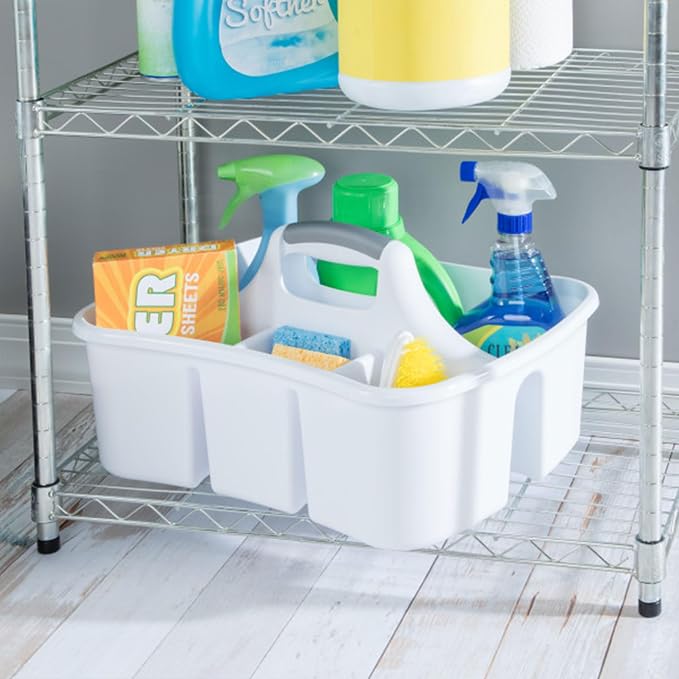 Sterilite 6-Pack Divided Ultra Caddy, Portable Plastic Storage Organizer for Bathroom - Large Organization Holder and Container for Sink, Laundry, and Kitchen Cleaning Supplies - Image 7