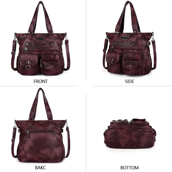 Angelkiss Purses Handbags for Women PU Tote Satchel Bags for Women Pockets Shoulder Bags… | PU - Image 5