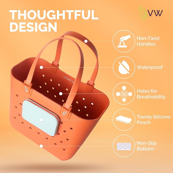 Large Rubber Beach Tote Bag - Waterproof Bag With Sand Proof Pouch For Beach, Travel, Pool (13.7" x 9.4" x 18.9") - Image 3