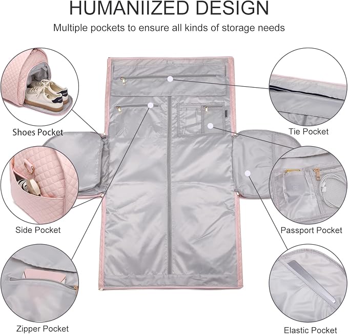 seyfocnia Convertible Carry on Garment Bag for Women, Garment Bags for Travel with Shoe Pouch 2 in 1 Hanging Suitcase Suit Bag for Women Travel Duffle Bag Garment Bag - Image 3