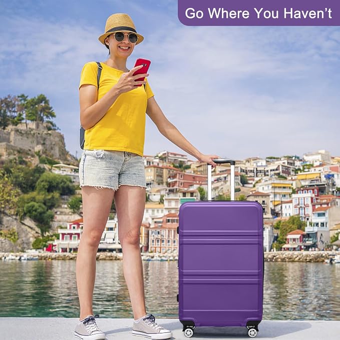 Kono 28 Inch Luggage Expandable Suitcase with Spinner Wheels TSA Lock | Lightweight PC+ABS Hardside Large Checked Luggage Durable Rolling Suitcase Purple - Image 8