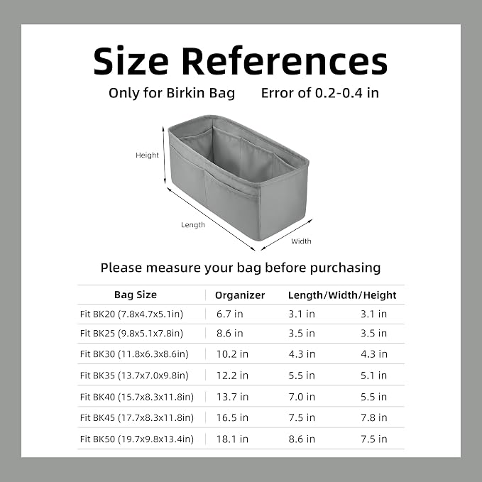 DGAZ Silk Purse Organizer Insert for Birkin Bag(Pearl gray,BK25) | Soft and Lightweight,Perfect Fit,Multi-pocket Storage,Bag Protector,Luxury Bag Care,Handmade,for Smooth Bag Organizer - Image 2
