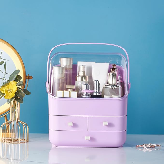 Large Makeup Organizer w Drawers Beauty Organizer Makeup Box Holder Vanity Organization Desk Countertop MakeUp Organizers Bathroom Counter Organizer Skincare Cosmetic Case Stand Dustproof Lid Gift - Image 4