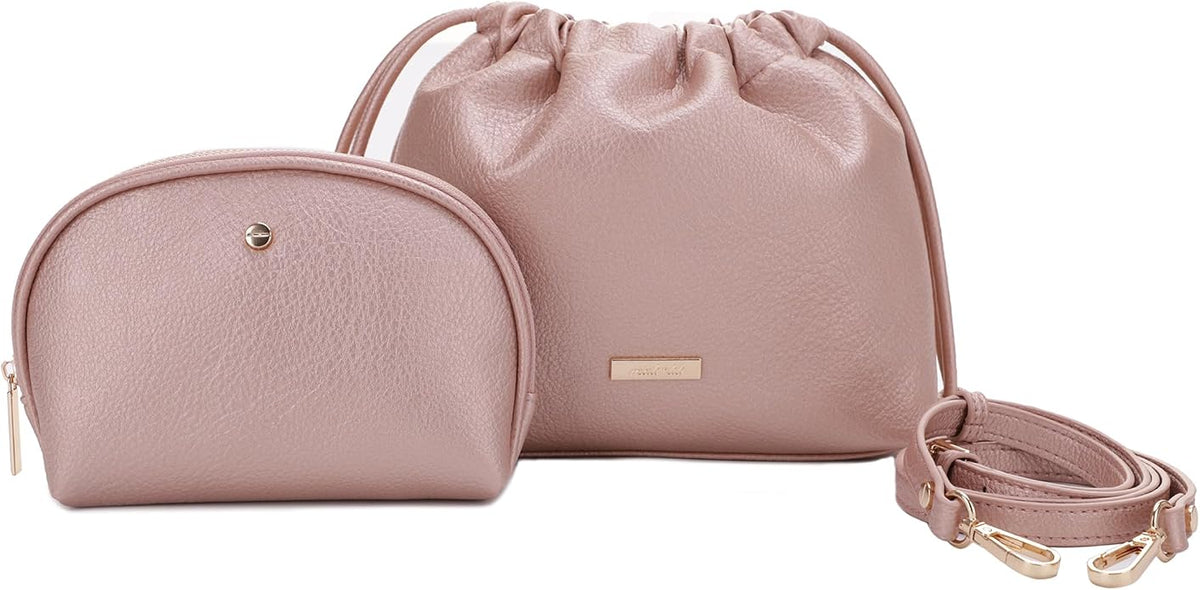 Mali+Lili Lola Beauty Bag Duo, Makeup Bag Travel Cosmetic Bag Set of 2, Vegan Leather Purse Crossbody Bags for Women and Girls, Cute Makeup Pouch, Travel Pouch, Crossbody Purses for Women | Duo by MaliLili