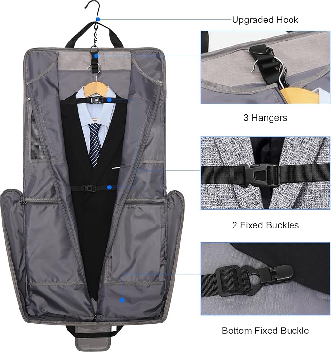 Modoker Carry On Garment Bags for Travel Hanging Clothes Suit Bag Luggage Organizer, Foldable Suit Carrier Gift for Men Women - Image 2