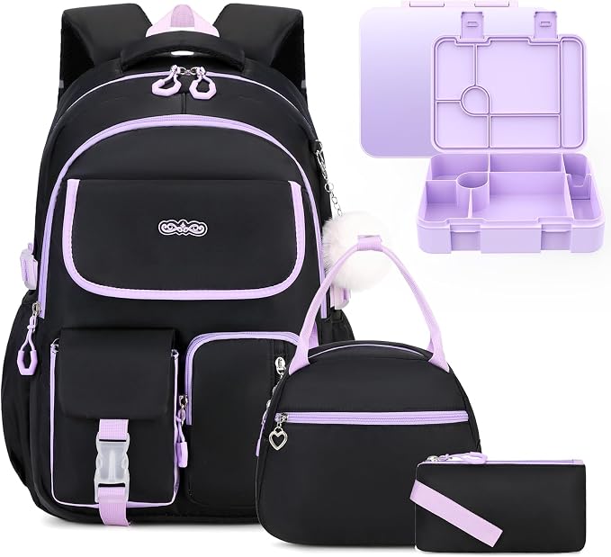 DIGOBAY Backpacks for Girls, 6PCS School Backpack with 43OZ Bento Box Lunch Bag Pencil Pouch for Teen Girls Kids Elementary Primary Middle High College Travel School bag Bookbag Set by DIGOBAY