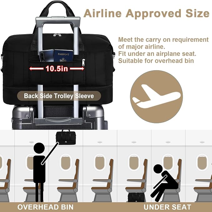 IBFUN Weekender Bags for Women, Travel Duffle Bag with Shoe Compartment Carry on Weekender Overnight Duffel for Weekend Travel Business Trip 3PCS - Image 3