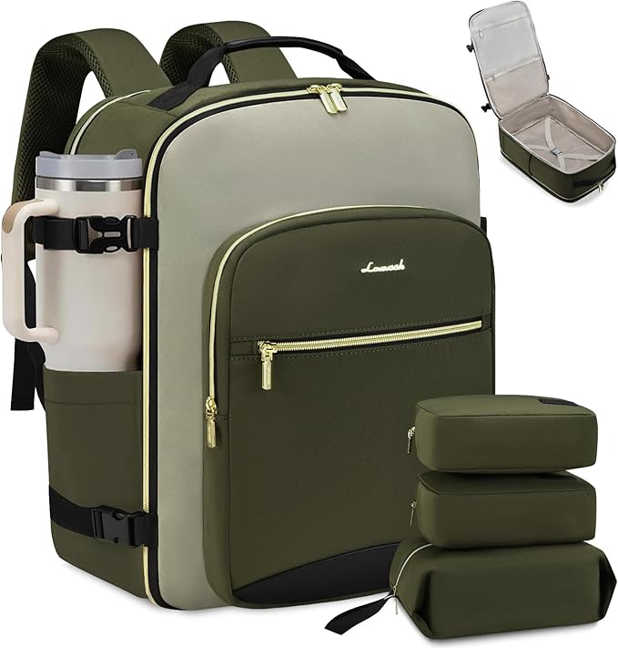 LOVEVOOK Large Travel Backpack for Women & Men, 40L Carry on Backpack for Airplanes, TSA Personal Item Travel Bag fits 17" Laptop, Waterproof Travel Essentials Airline Approved with 3 Packing Cubes by LOVEVOOK