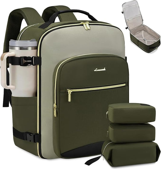 LOVEVOOK Large Travel Backpack for Women & Men, 40L Carry on Backpack for Airplanes, TSA Personal Item Travel Bag fits 17" Laptop, Waterproof Travel Essentials Airline Approved with 3 Packing Cubes by LOVEVOOK