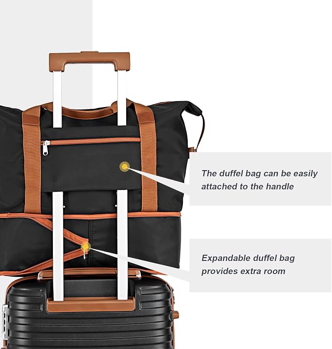 Joyway Luggage Set 3 Piece Suitcase Sets with Spinner Wheel,Hardside Expandable Travel Laggage with TSA Lock (Black - Image 6