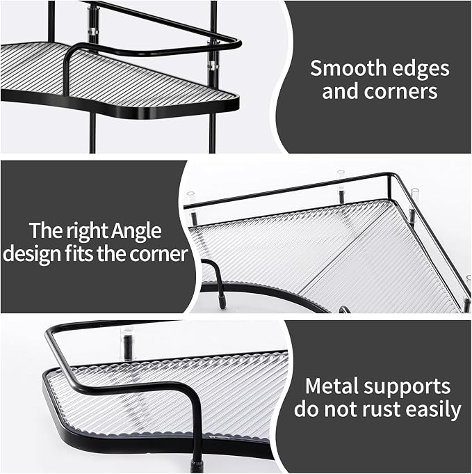 Seoneiro 2 Tier Corner Bathroom Counter Organizer, Cosmetic Skincare Organizer, Bathroom Countertop Perfume Tray Vanity Organizer, Kitchen Spice Corner Storage Shelf - Image 4