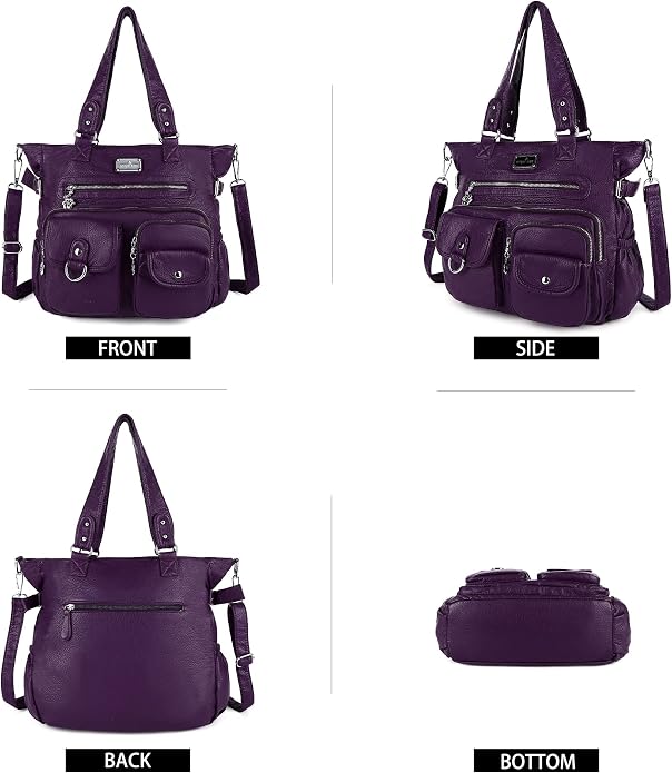 Angelkiss Purses Handbags for Women PU Tote Satchel Bags for Women Pockets Shoulder Bags… | PU - Image 4