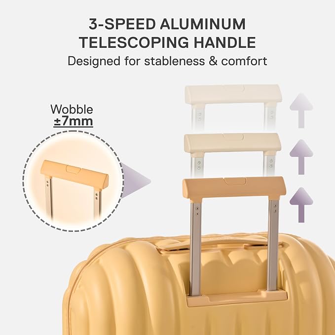 artrips Large Checked Luggage 28 Inch, Hard Shell Suitcase with Spinner Wheels, Large Travel Suitcase for Long Trips and Family Travel, Yellow - Image 6