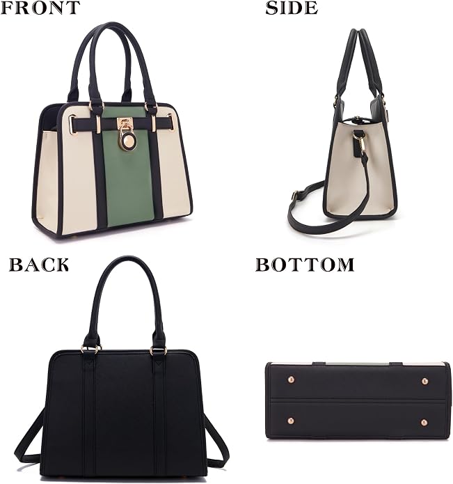Qiyuer Structured Satchel Tote Handbags Set Women Purses with RFID Wallet | Premium, Sturdy, Spacious, Chic for Daily & Work, Vegan PU Leather, Multi-way Carry, Large Capacity RFID Wallet, Ideal Gift - Image 2