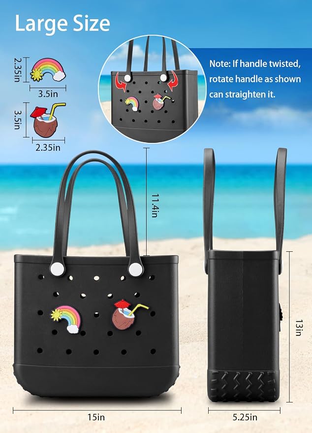 Baonat Beach Bag Rubber Tote Bag - Waterproof Travel Bag for Women Washable Tote Bag Handbag for Sports Beach Market Pool - Image 4