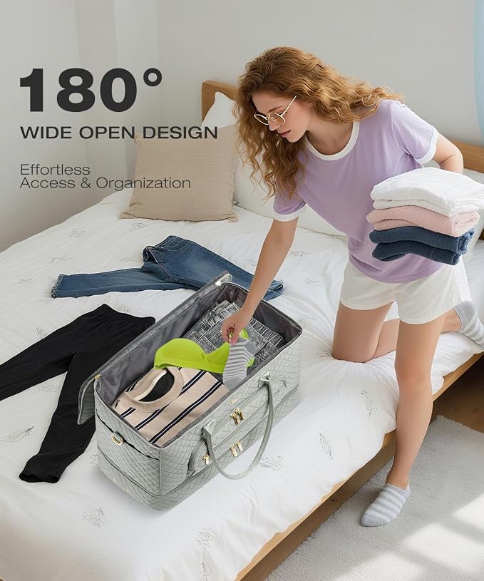 Travel Duffle Bag, Wide Open Large Weekender Bag for Women with Shoe Compartment, Carry on Overnight Bags with Toiletry Bag, Hospital Bag for Women Labor Delivery with Wet Pocket (Dark Green) - Image 3