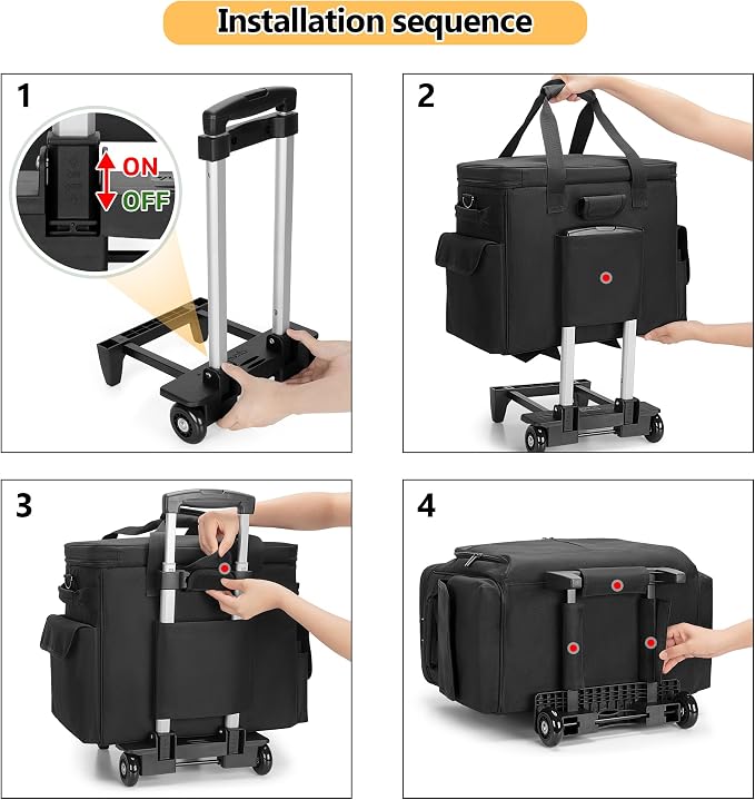 Trunab Rolling Scrapbook Tote with File Pocket & Trolley, Craft Organizer | Expandable File Pocket, Detachable Trolley, Padded Sleeves for 15.6" Laptop, Scrapbooking Supplies & Art Tools - Image 5