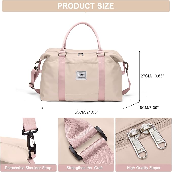 Travel Duffel Bag, Carry On Overnight Weekender Bags for Women | Travel Bag with Wet Pocket & Trolley Sleeve, For Spirit Airlines 18x14x8 Personal Item Bag - Image 4