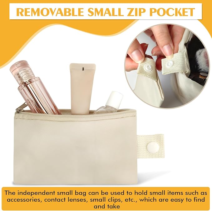 INVODA Drawstring Makeup Bag for Women Cosmetic Bag Large Travel Make up Bags Portable Barrel Toiletry Bag Toiletries Pouch Travel Cosmetic Organizer (White) - Image 7